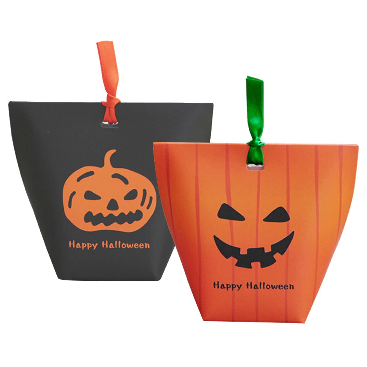 ABOOFAN 20pcs Halloween Candy Bags - Pumpkin Printed Trick or Treat Goodie Bags for Halloween Party Favors, School Events & Neighborhood Trick-or-Treating