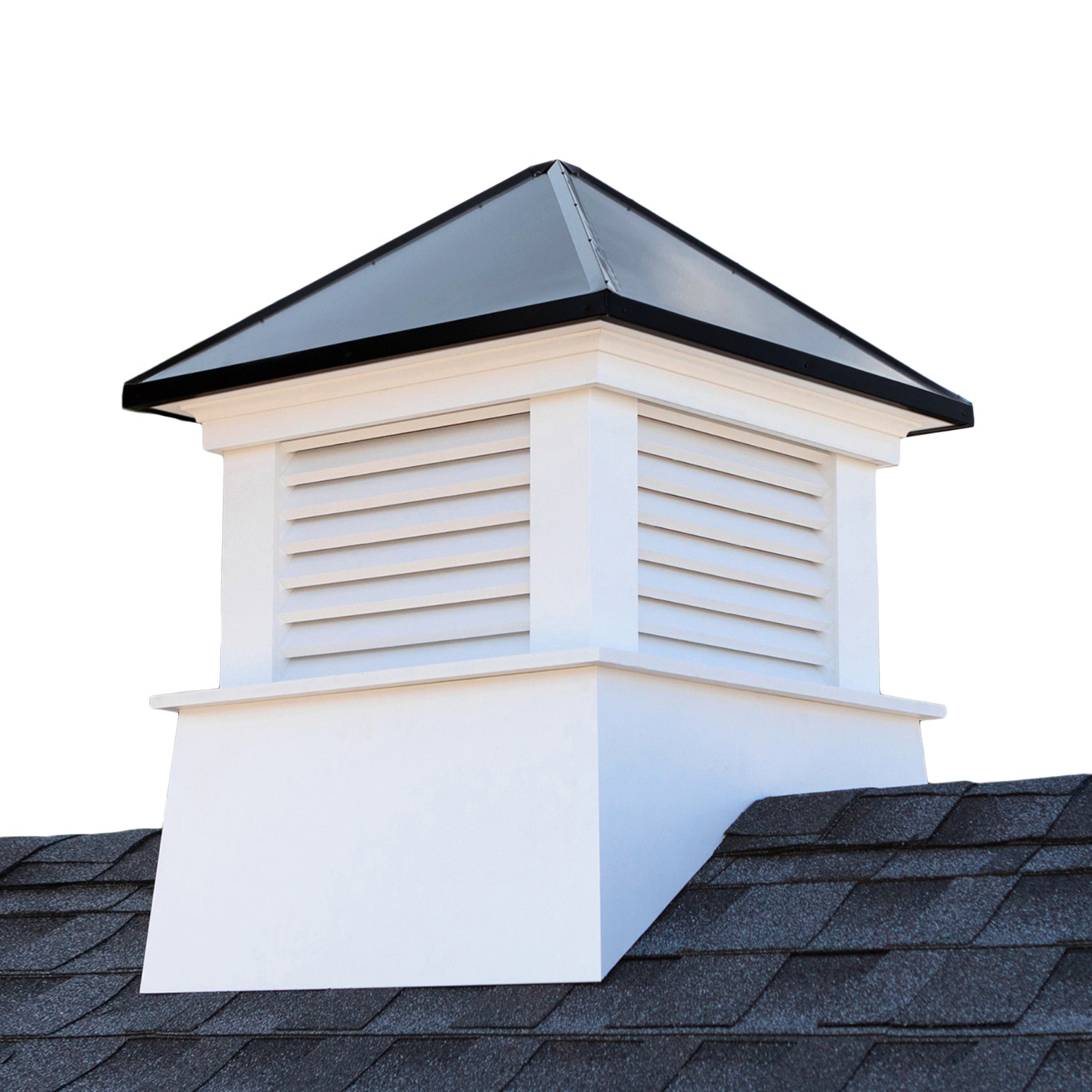 Manchester Vinyl Cupola with Black Aluminum Roof - Decorative Ventilation for Home, Barn & Garden - Weatherproof Outdoor Roof Accessory for Houses & Sheds