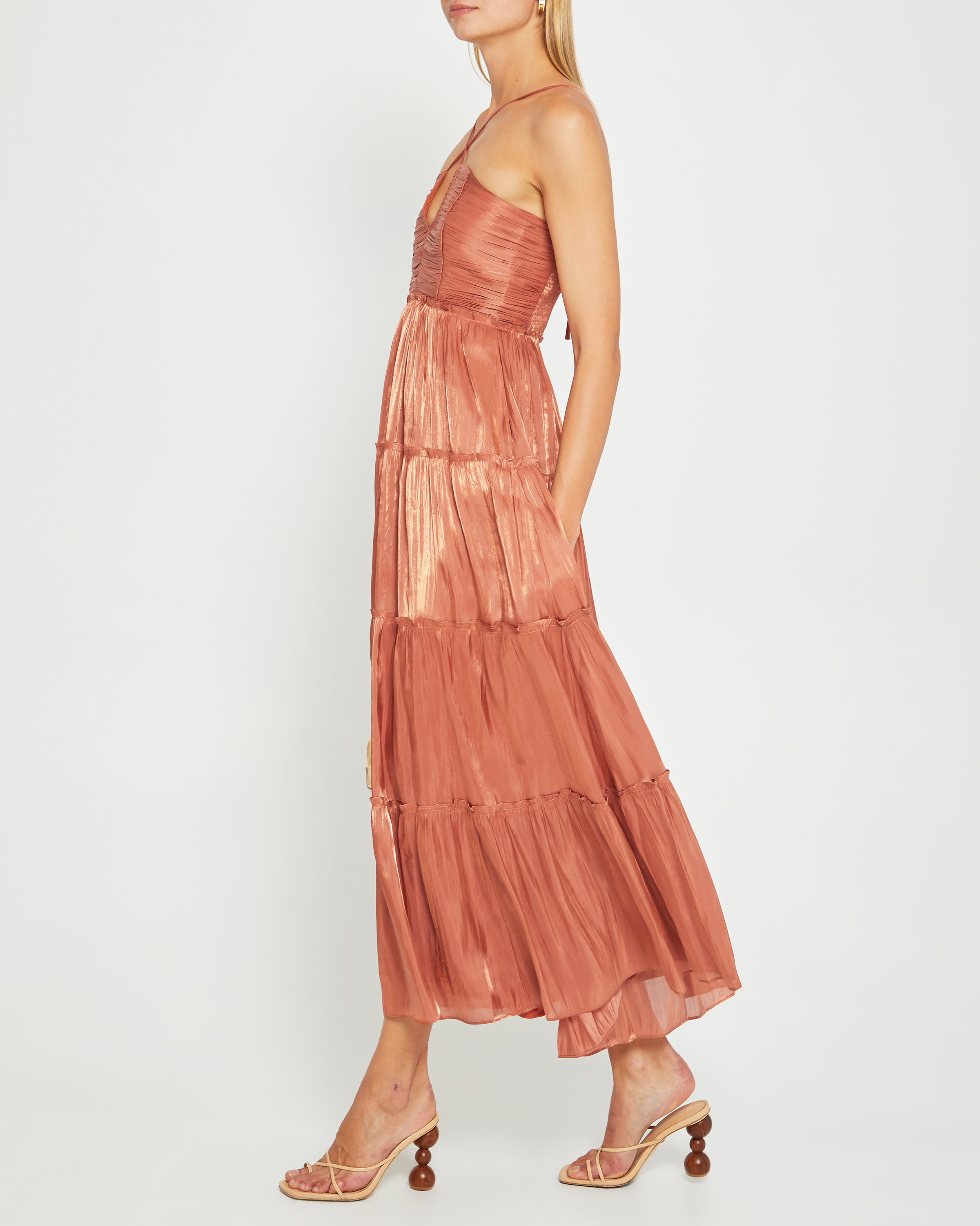 East Dress T22Wdr12420 Rust - Stylish Women's Vintage Floral Maxi Dress for Casual Wear, Parties & Special Occasions