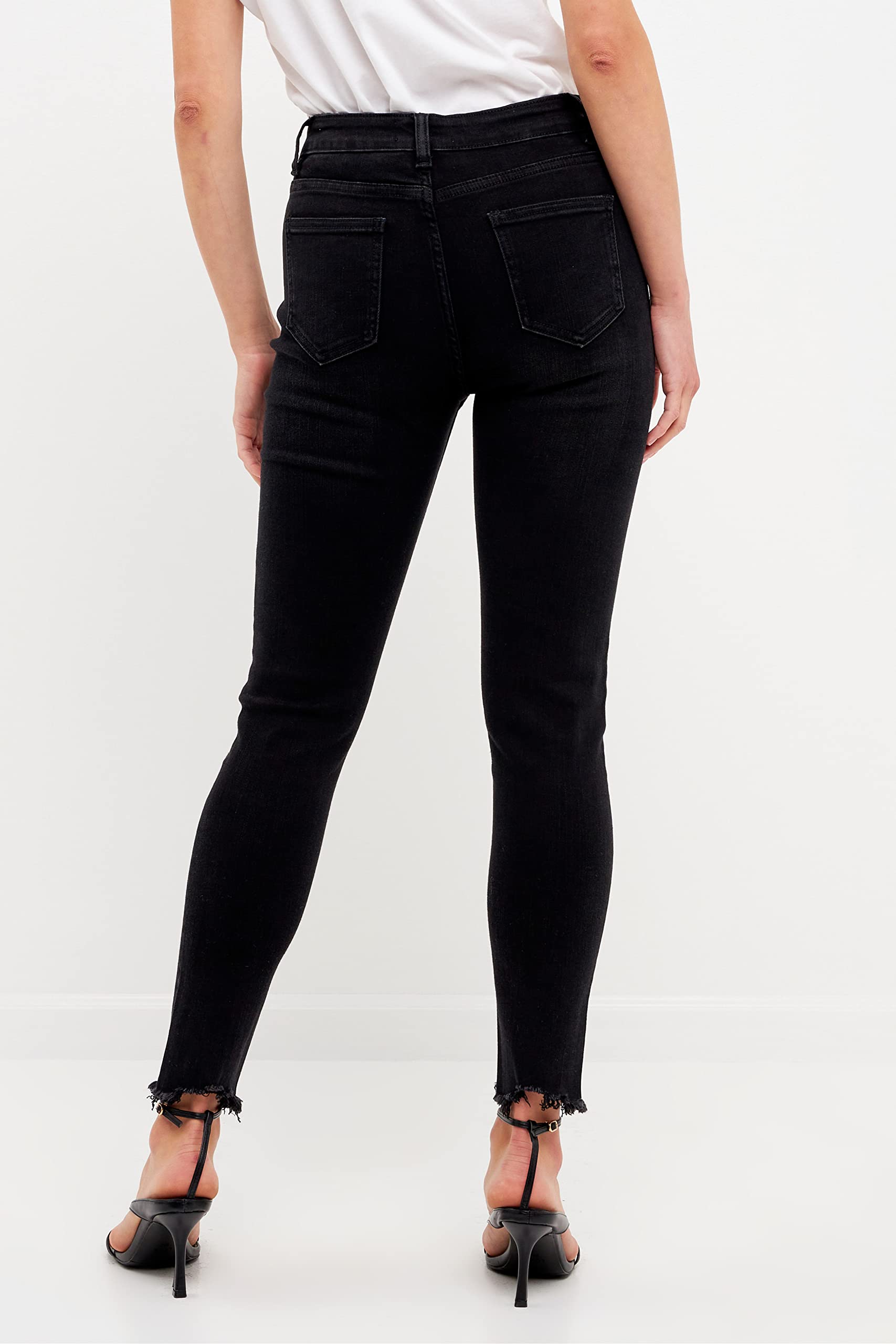 Women's Ripped Black Skinny Jeans - Stretch Denim for Casual Wear & Night Out | Trendy Distressed Jeans for Women