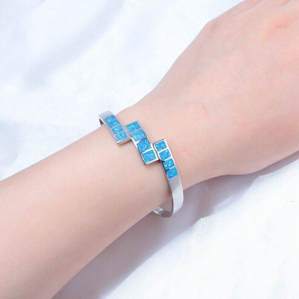 CiNily Women's Gold Plated Opal Cuff Bracelet - Hypoallergenic Gemstone Open Bangle for Ladies | Perfect for Weddings, Parties & Everyday Elegance