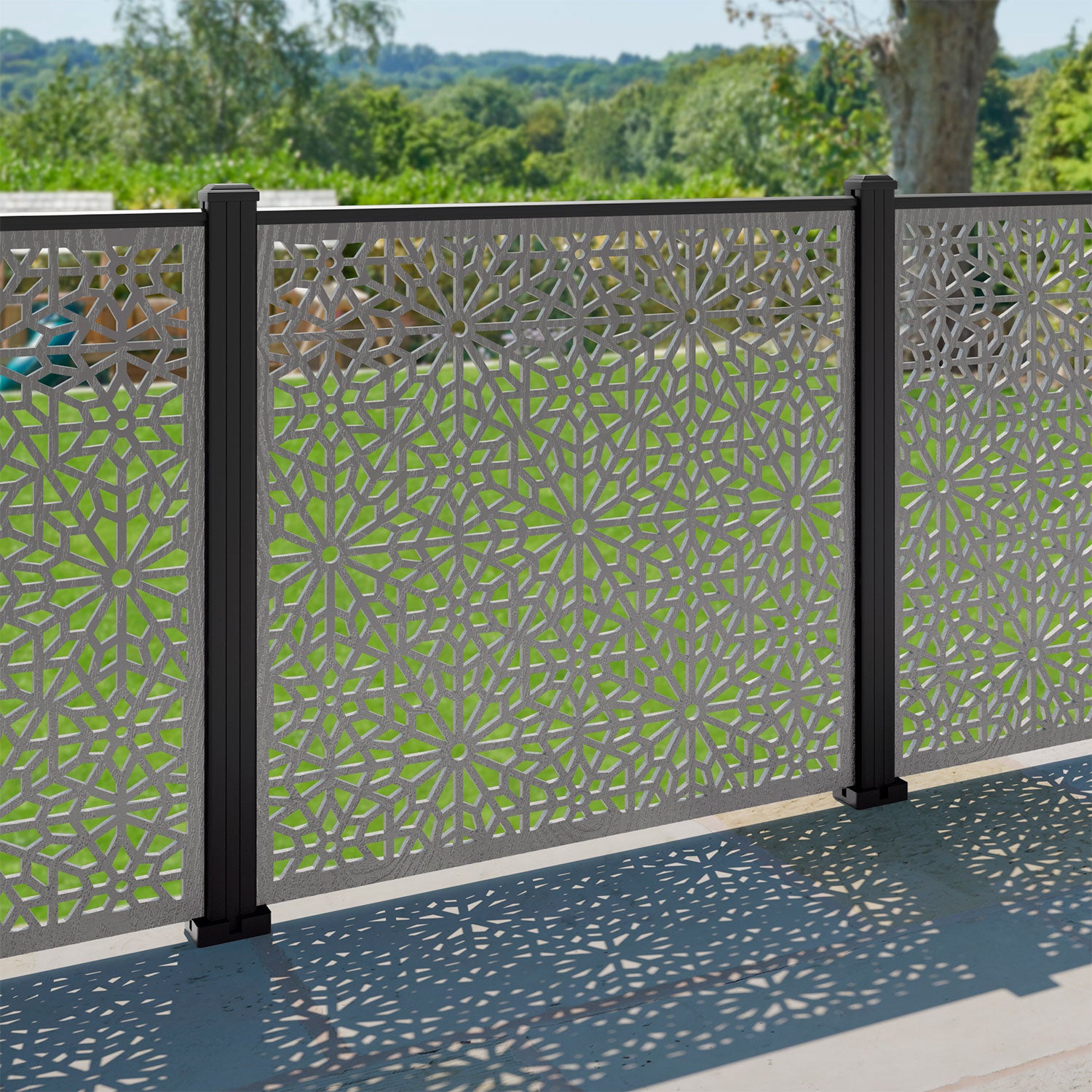 Alnara Decorative Garden Fence 120x120cm with Aluminum Posts - Perfect for Backyard, Patio, and Landscape Design