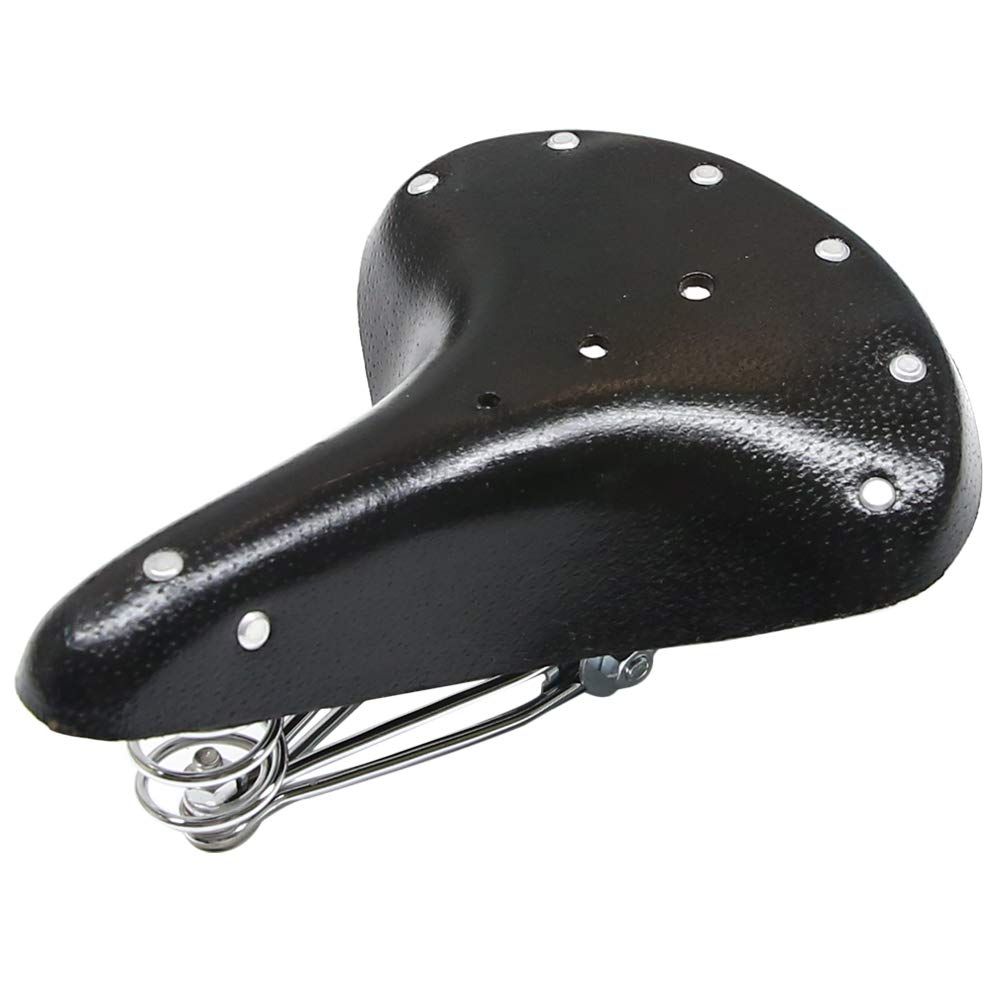 UNISTRENGH Men's Vintage Bicycle Saddle - Genuine Leather Comfort Bike Seat for Mountain & Road Bikes - Shock Absorbing Cushion for Cycling, Commuting & Long Distance Rides
