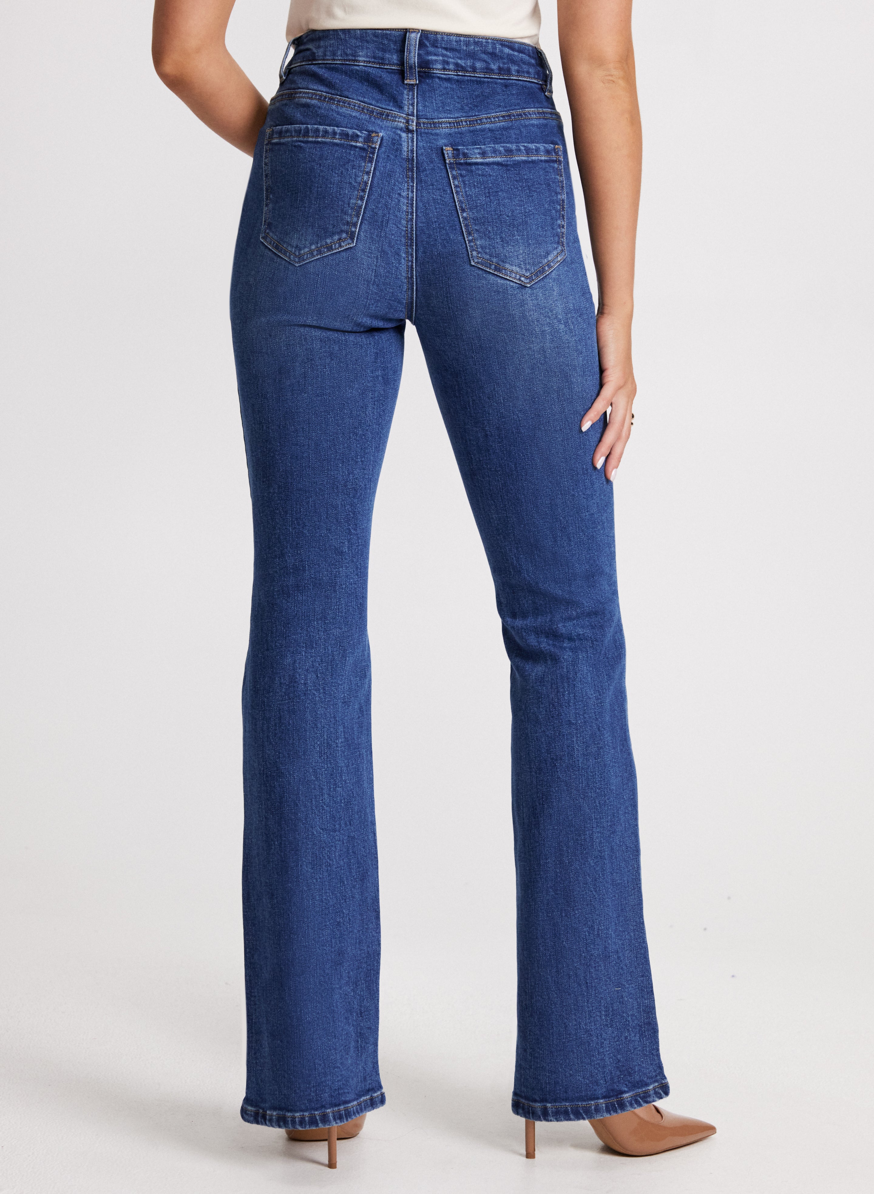 Flared Split Hem Jeans for Women - High Waist Bootcut Denim Pants with Side Slits | Perfect for Casual Outfits, Date Nights & Boho Style