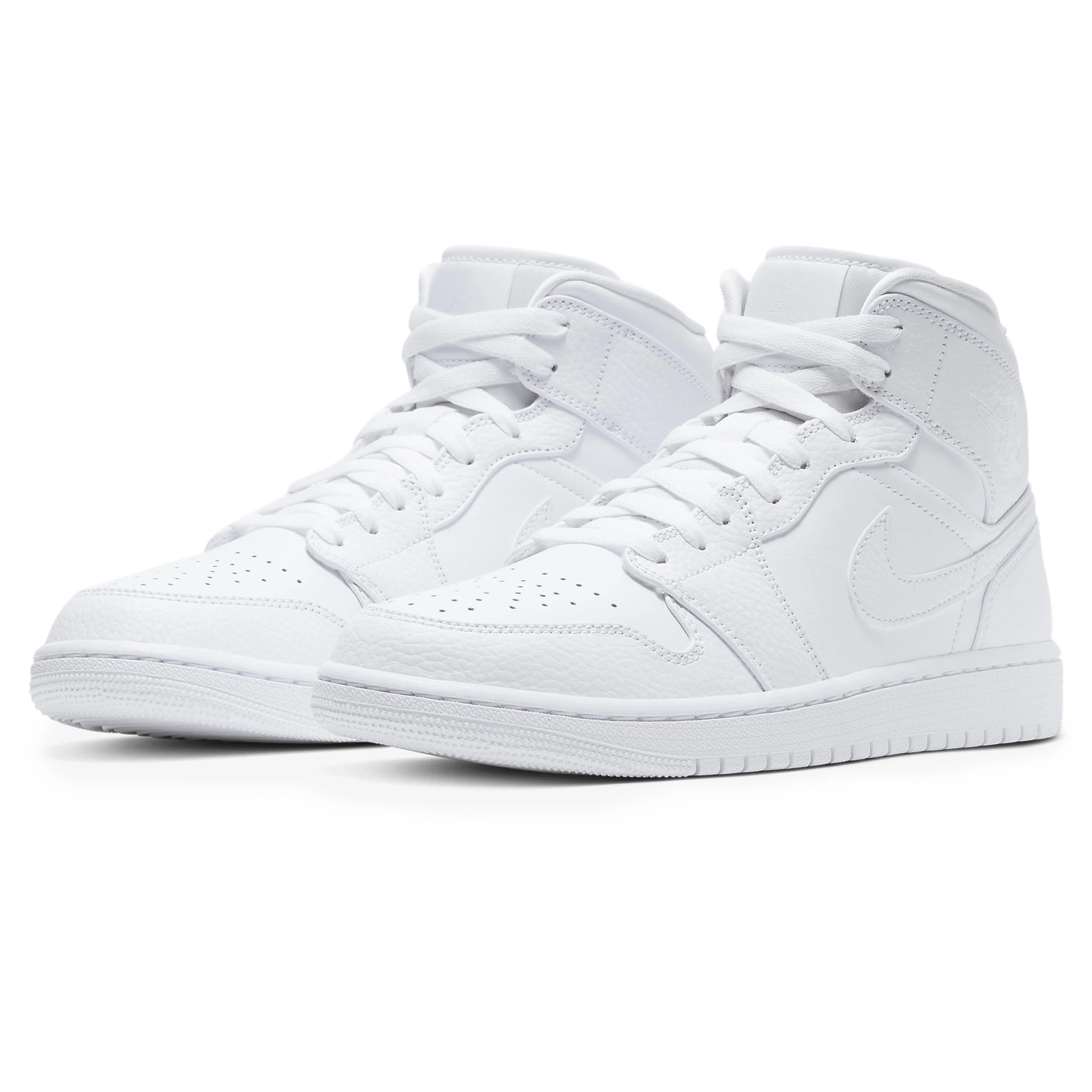 Air Jordan 1 Mid Triple White Sneakers - Men's Basketball Shoes for Casual Wear & Street Style | Perfect for Gym, Running, and Everyday Fashion