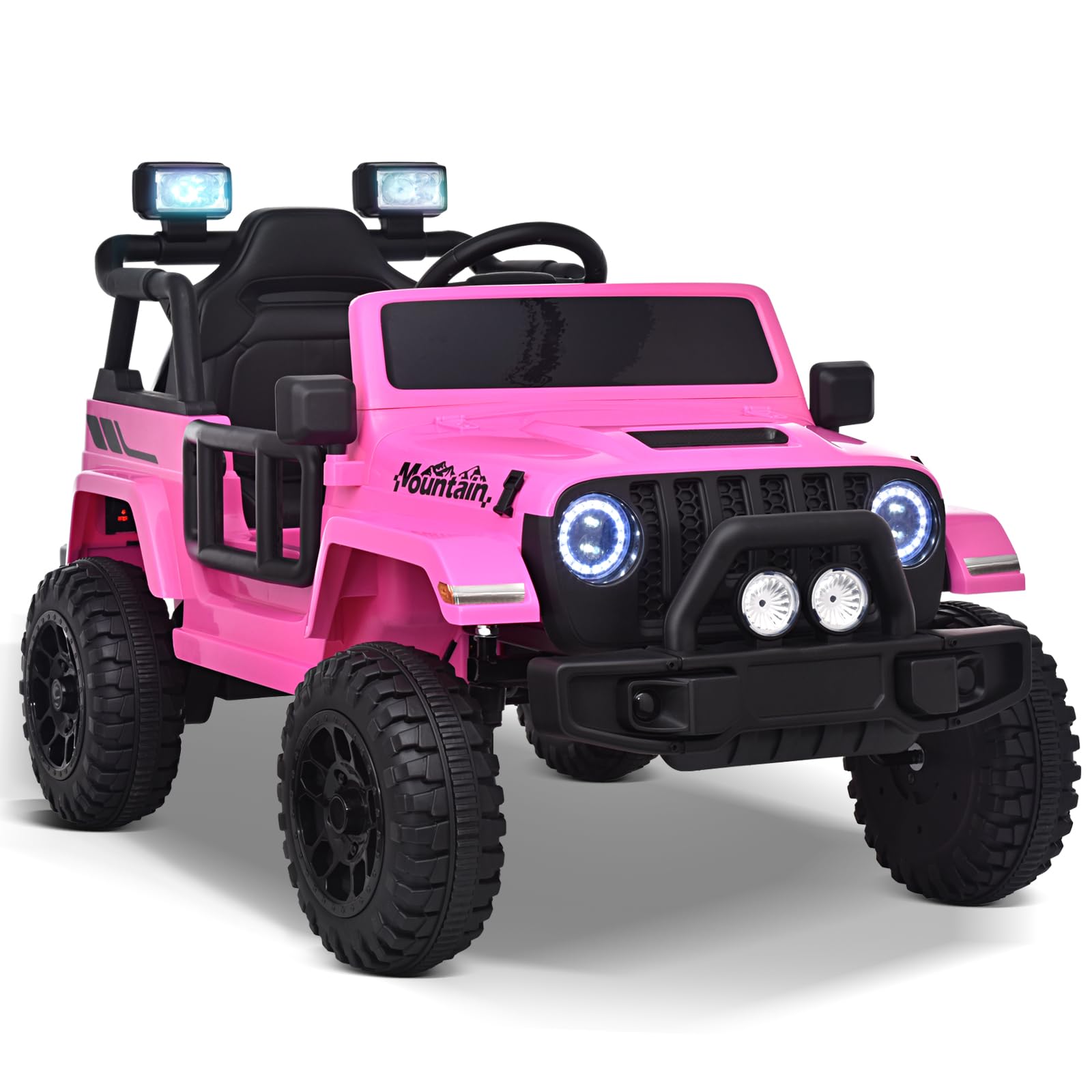 Joywhale 12V Kids Ride on Truck - Battery Powered Electric Car with Remote Control, 4-Wheel Suspension, LED Lights & Music - Pink Motorized Vehicle for Boys & Girls | Perfect for Birthday Gifts, Outdoor Play & Backyard Fun