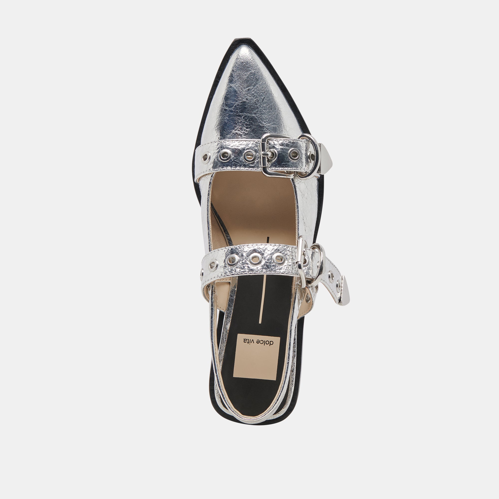 LABELL FLATS Silver Distressed Leather Women's Shoes - Comfortable & Stylish for Casual Wear, Office, and Everyday Outfits