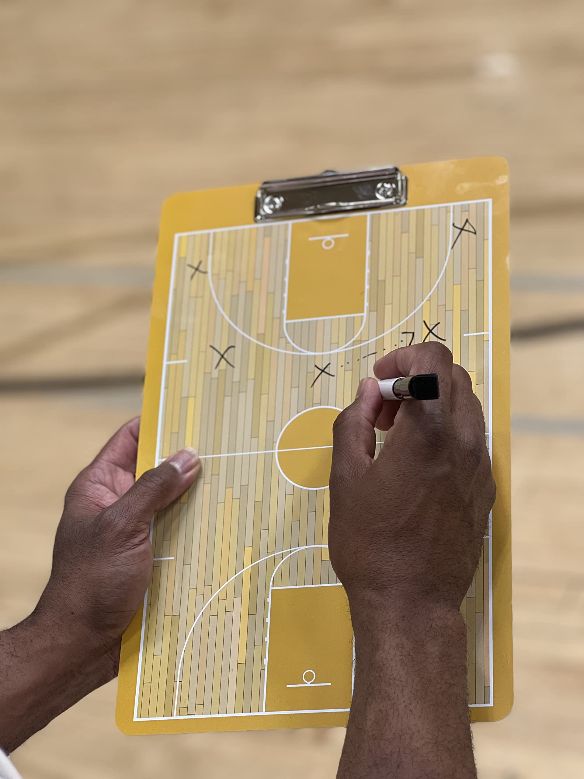 Double-Sided Basketball Coaching Board - Premium Dry Erase Clipboard with Full & Half Court Diagrams (Green) | Perfect for Coaches, Players & Training Sessions