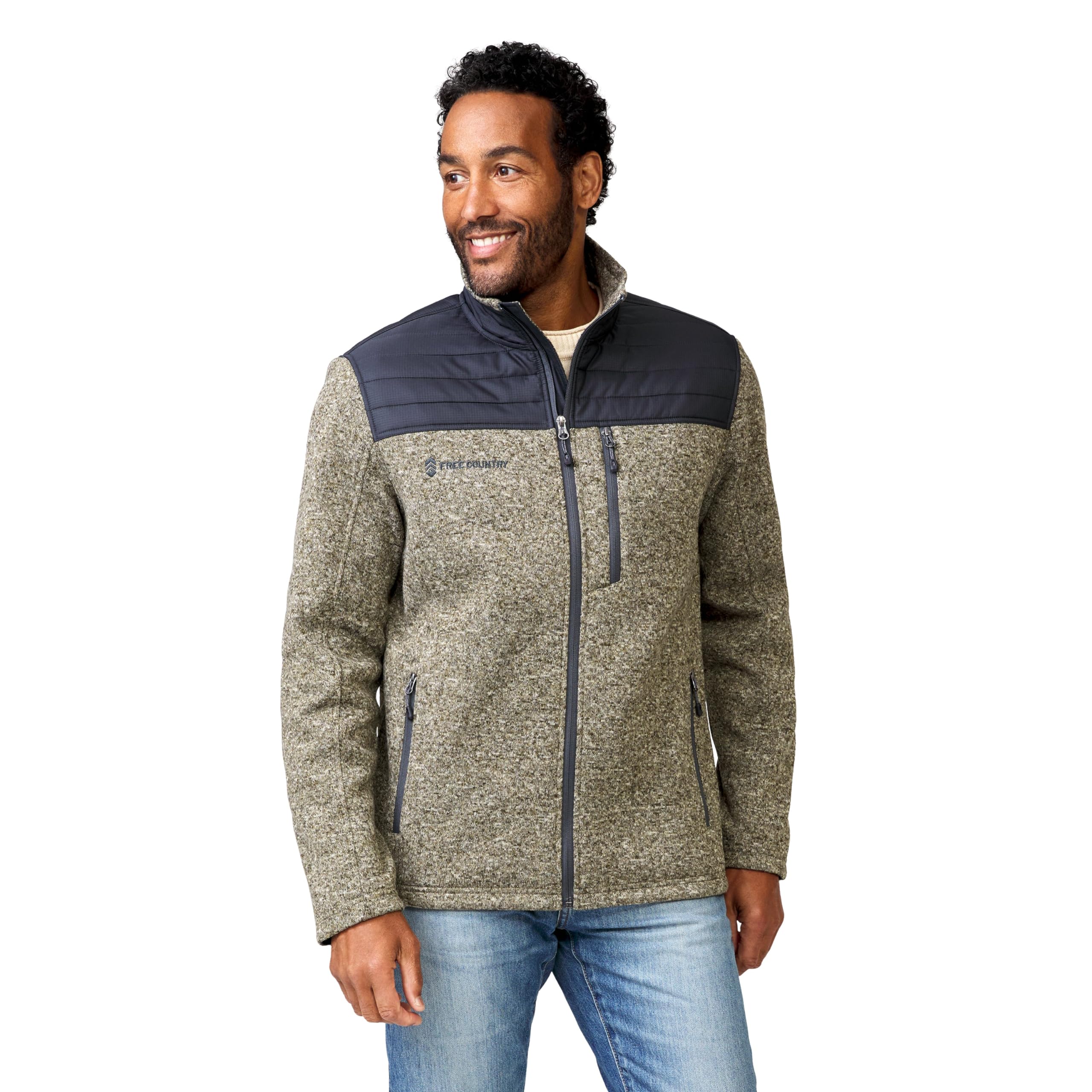 Free Country Men's Frore Sweater Knit Fleece Jacket - Warm Winter Pullover for Outdoor Activities & Casual Wear