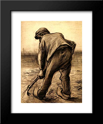 Vincent van Gogh Digger in a Potato Field Art Print - 20x24 Framed Wall Decor for Living Room, Office & Bedroom - Famous Dutch Post-Impressionist Painting Reproduction
