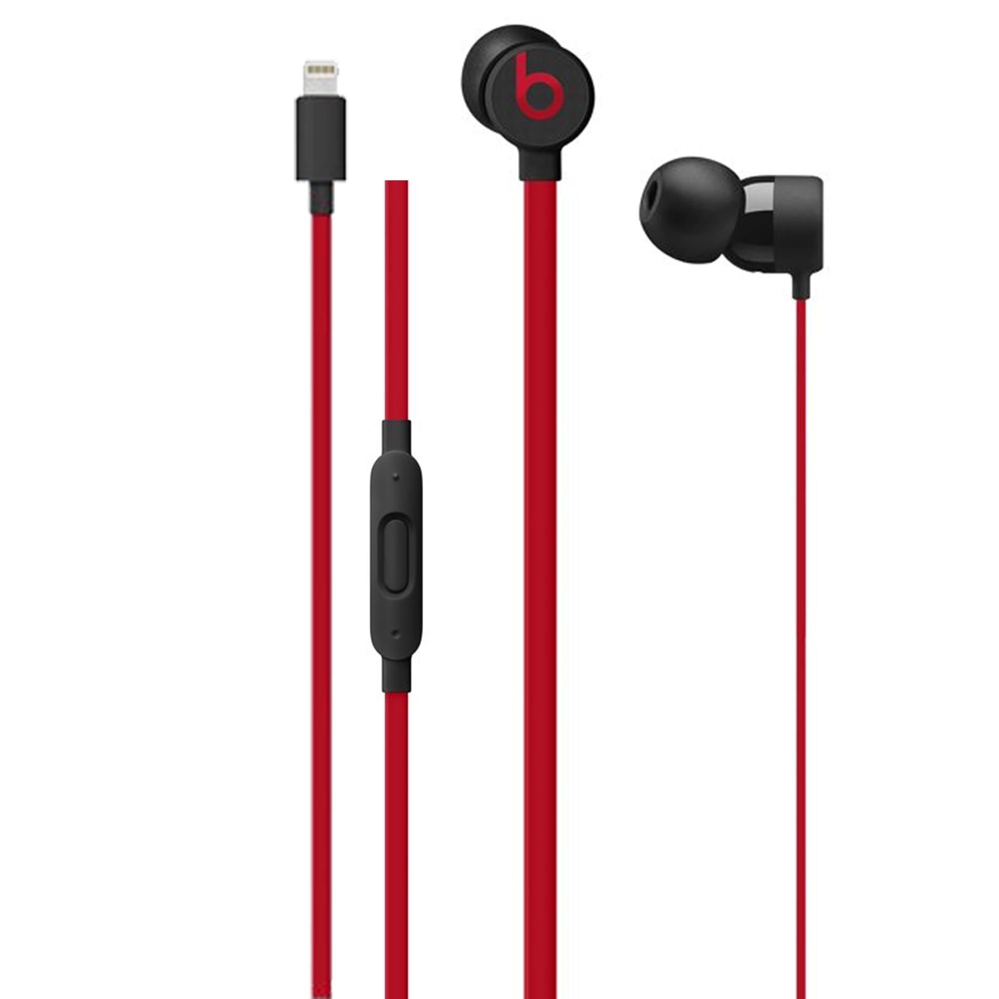 Beats urBeats3 Lightning Earphones - Premium Renewed Headphones with Noise Isolation, Black-Red - Perfect for Gym, Commuting & iPhone Music Lovers