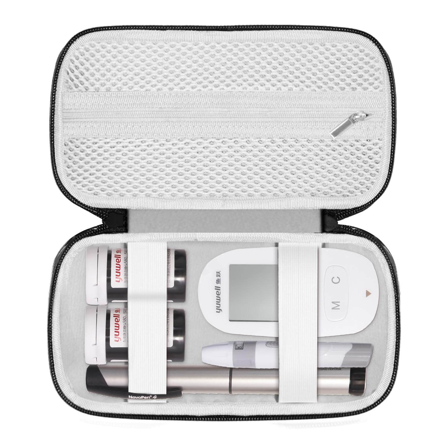 Hard Shell Diabetic Supplies Organizer Case - Portable Medical Storage for Glucose Monitor Kit, Blood Sugar Test Strips, Lancets & Lancing Device - Compact Travel-Friendly Design with Durable Protection (Black) - Perfect for Daily Use, Doctor Visits & Emergency Diabetes Care