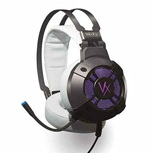 Velocilinx VXGM-HS71S-21U-WH 7.1 Surround Sound Gaming Headset with 21 Ohm Unidirectional Microphone - White | Perfect for PC, PS5, Xbox Series X & Online Streaming