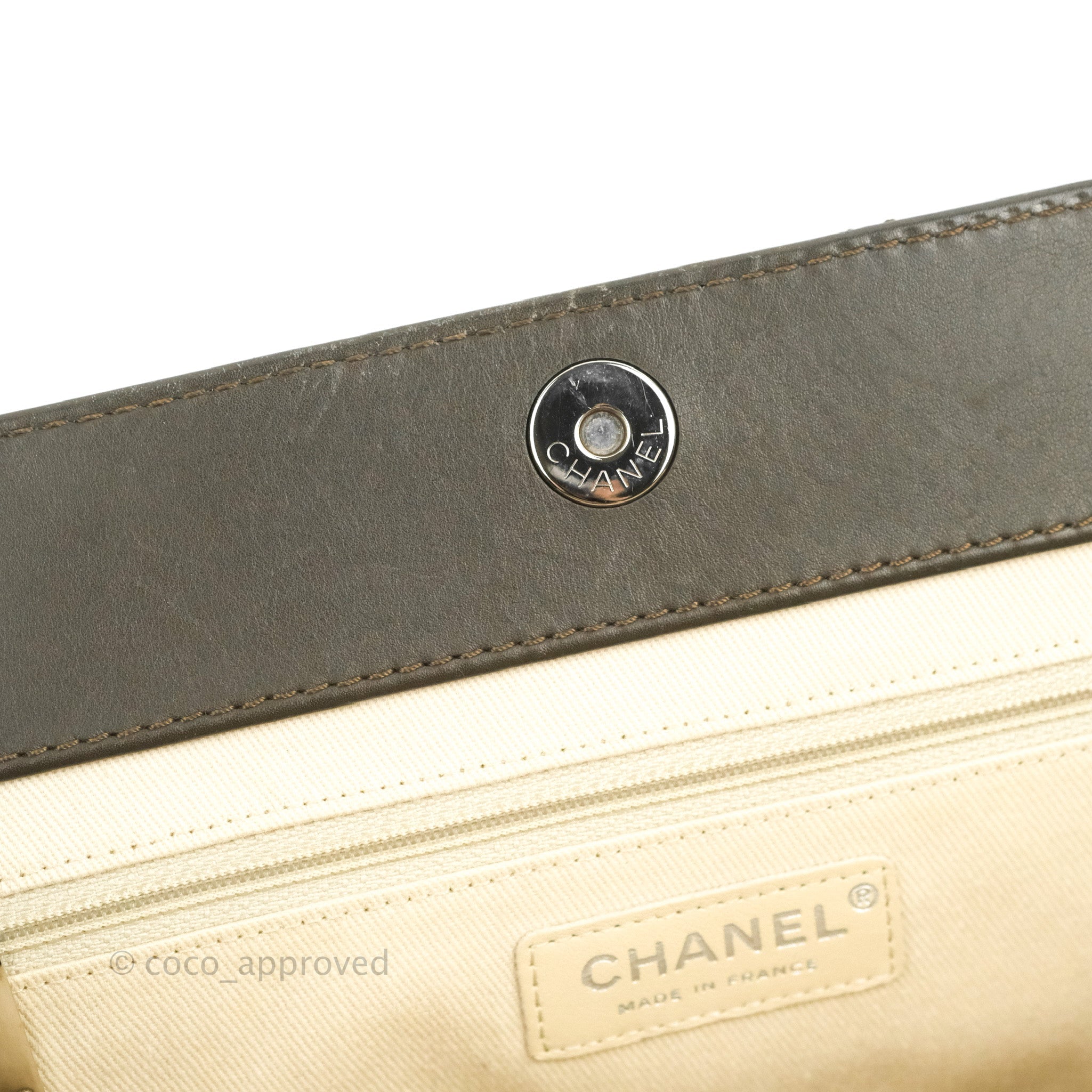 Chanel CC Quilted Tote Bag in Dark Green Patent Leather with Silver Hardware - Perfect for Work, Travel, and Everyday Luxury