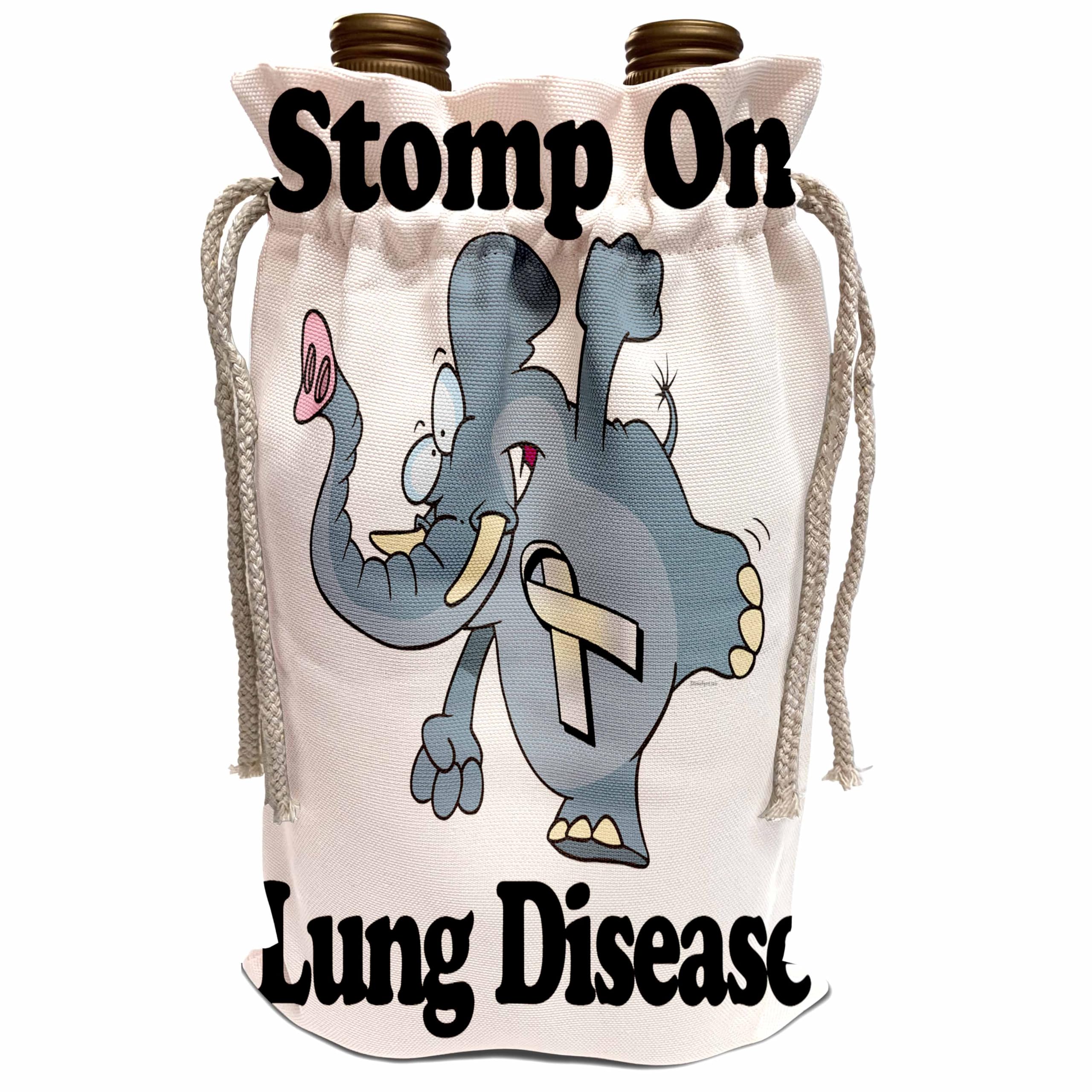 Wine Gift Bag with Elephant Stomp Design - Lung Disease Awareness Ribbon for Charity Support | Perfect for Wine Lovers, Fundraising Events & Awareness Campaigns
