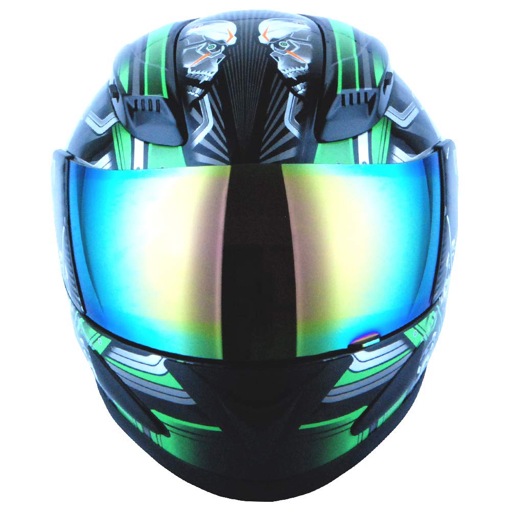 1Storm HJDJ11 Full Face Motorcycle Helmet - DOT Approved Mechanic Skull Design for Men & Women - Safe & Comfortable Riding Gear for Street Bikes, Cruisers, and Commuting
