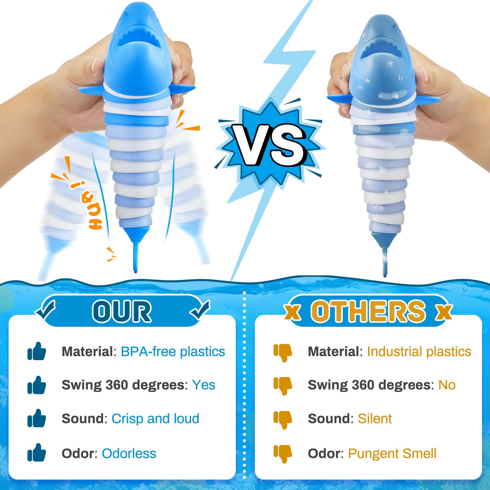 Yunsailing 2-Pack Shark Sensory Fidget Toys for Kids & Adults - 3D Printed Articulated Dolphin & Shark Stress Relief Toys for Autism, ADHD, Anxiety - Perfect for Classroom, Office, Travel & Home Use
