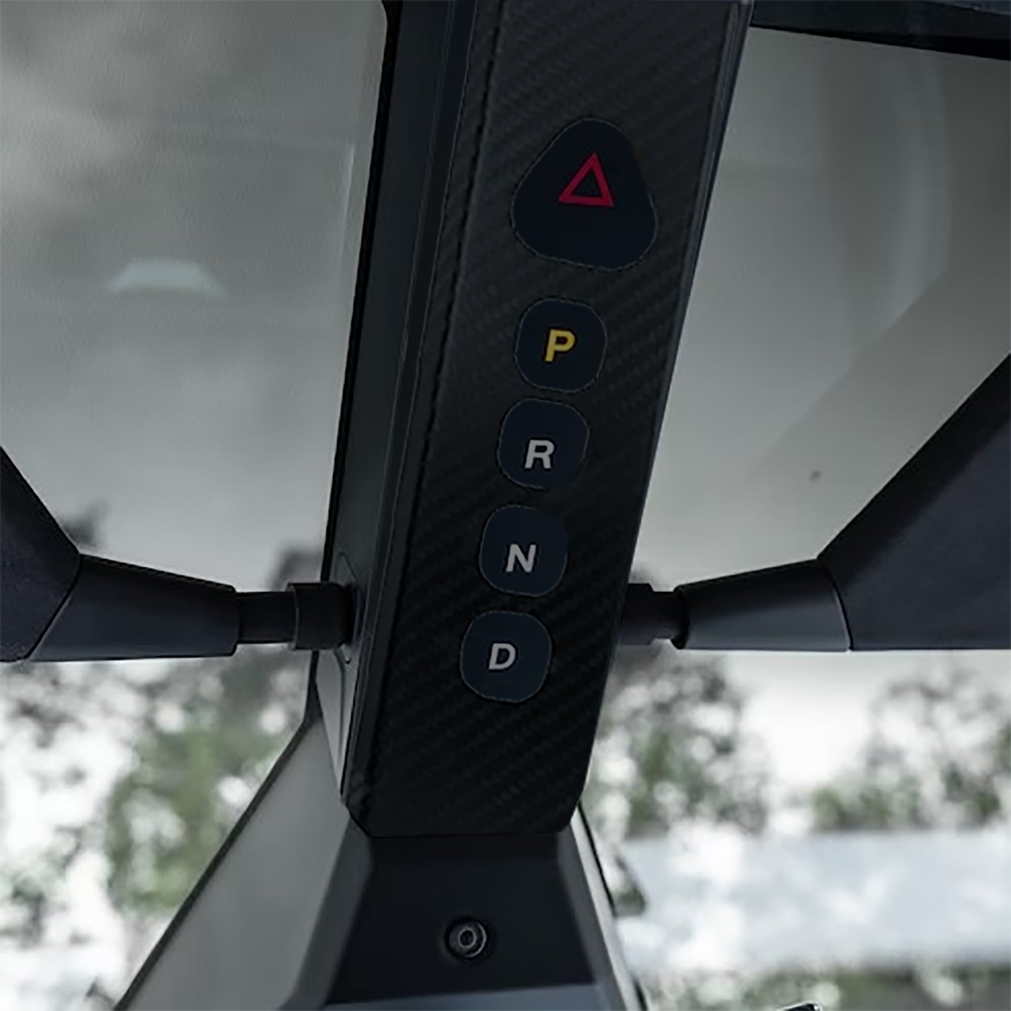 Premium Real Carbon Fiber Cybertruck Shift Buttons & Overhead Console Trim Cover - Upgrade Your Tesla Interior with Durable Custom Accessories for Enhanced Driving Experience