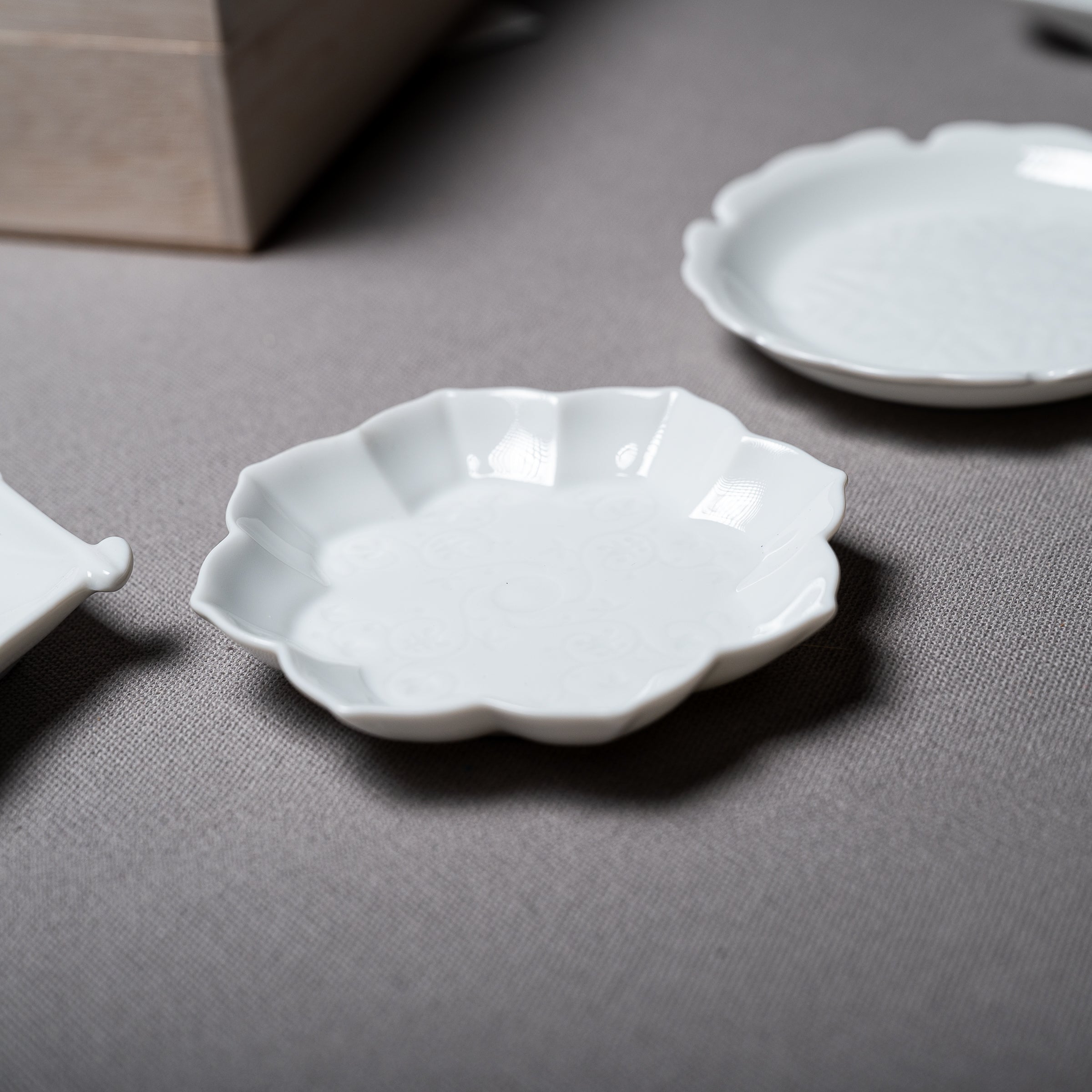 Miyama Handcrafted Engraved Small Plate Gift Set - Set of 5 Japanese Ceramic Appetizer Dishes for Sushi, Desserts & Home Decor