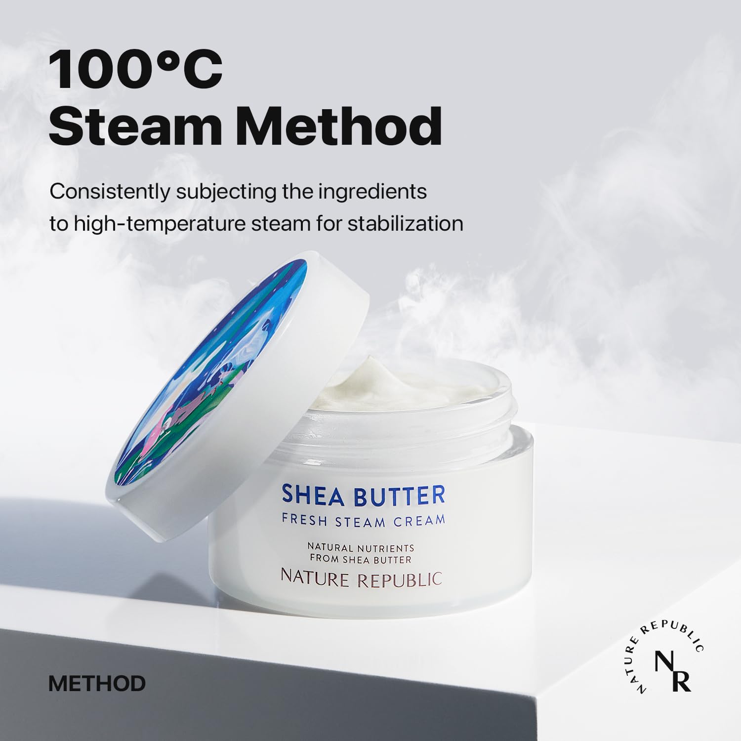 Nature Republic Shea Butter Steam Cream - 100ml / 3.38oz Deep Moisturizing Facial Cream with Vitamins for Sensitive Skin | Nourishing Skincare & Protective Barrier | Day & Night Hydration for Dry Skin