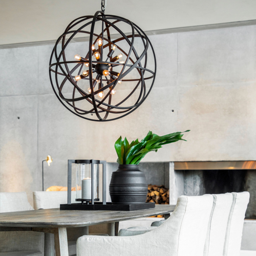 Halo Nest Pendant Light Medium - Rustic Coated Rust Finish Modern Ceiling Fixture for Dining Room, Kitchen Island & Bedroom Lighting