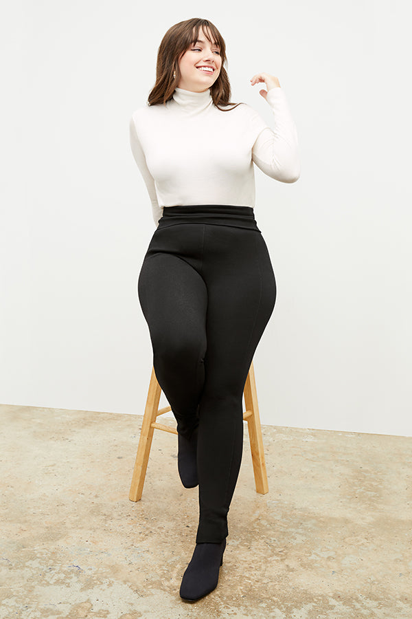 Stella Women's High-Waisted Ponte Leggings - Washable & Comfortable Black Workout Pants for Yoga, Running & Everyday Wear