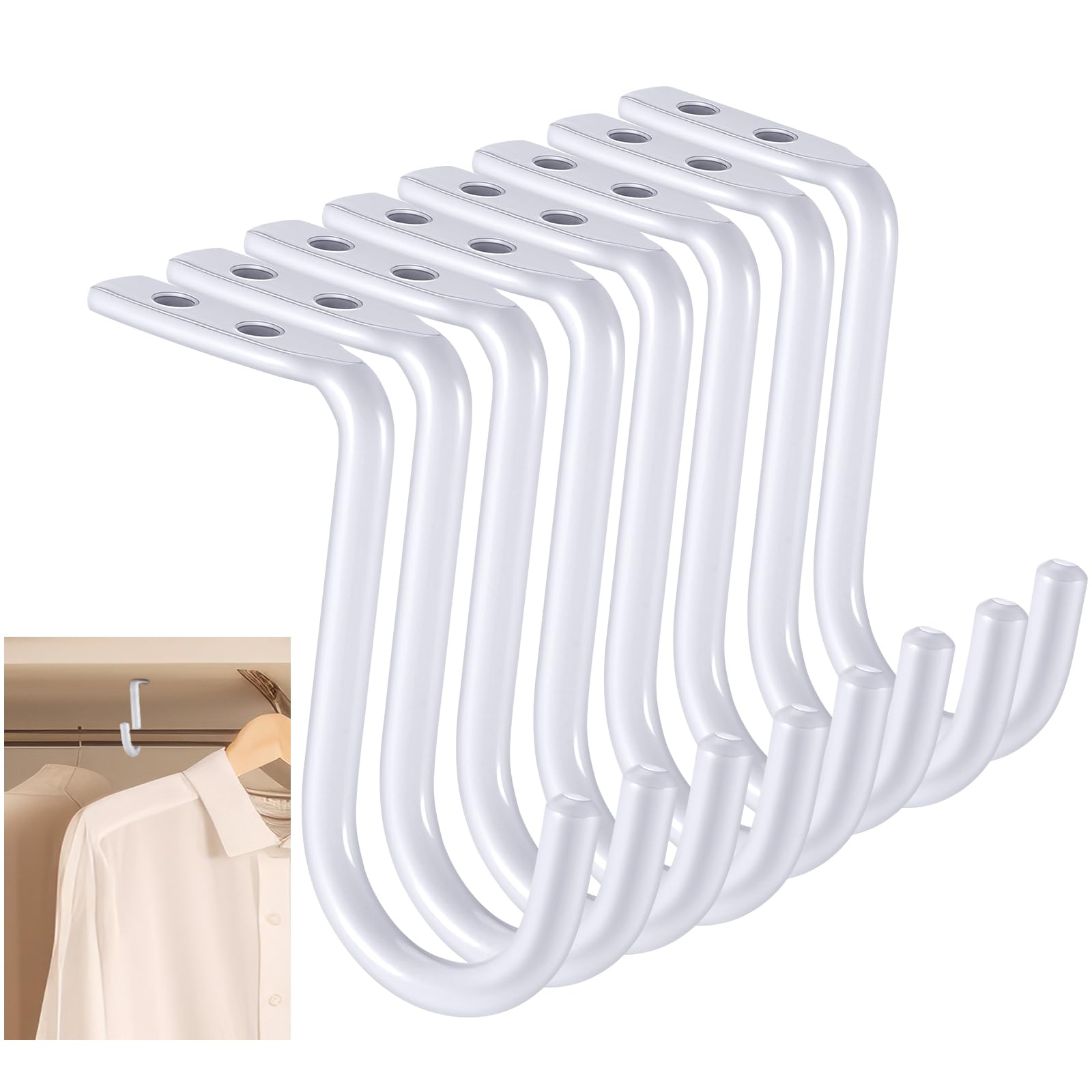 Heavy Duty 1 Inch Metal Closet Rod Center Support Bracket - Wall Mounted Closet Organizer for Clothes Hangers & Shelves (2 Pack) - Perfect for Bedroom, Walk-in Closet, Laundry Room Storage Solutions