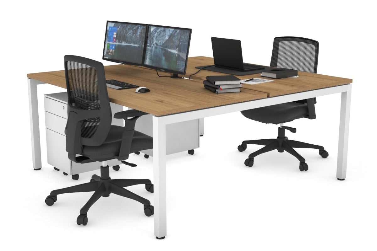 Quadro Square Legs 2-Person Office Workstation Desk - 1600L x 800W with Cable Management Scallop - Perfect for Shared Workspaces & Home Offices