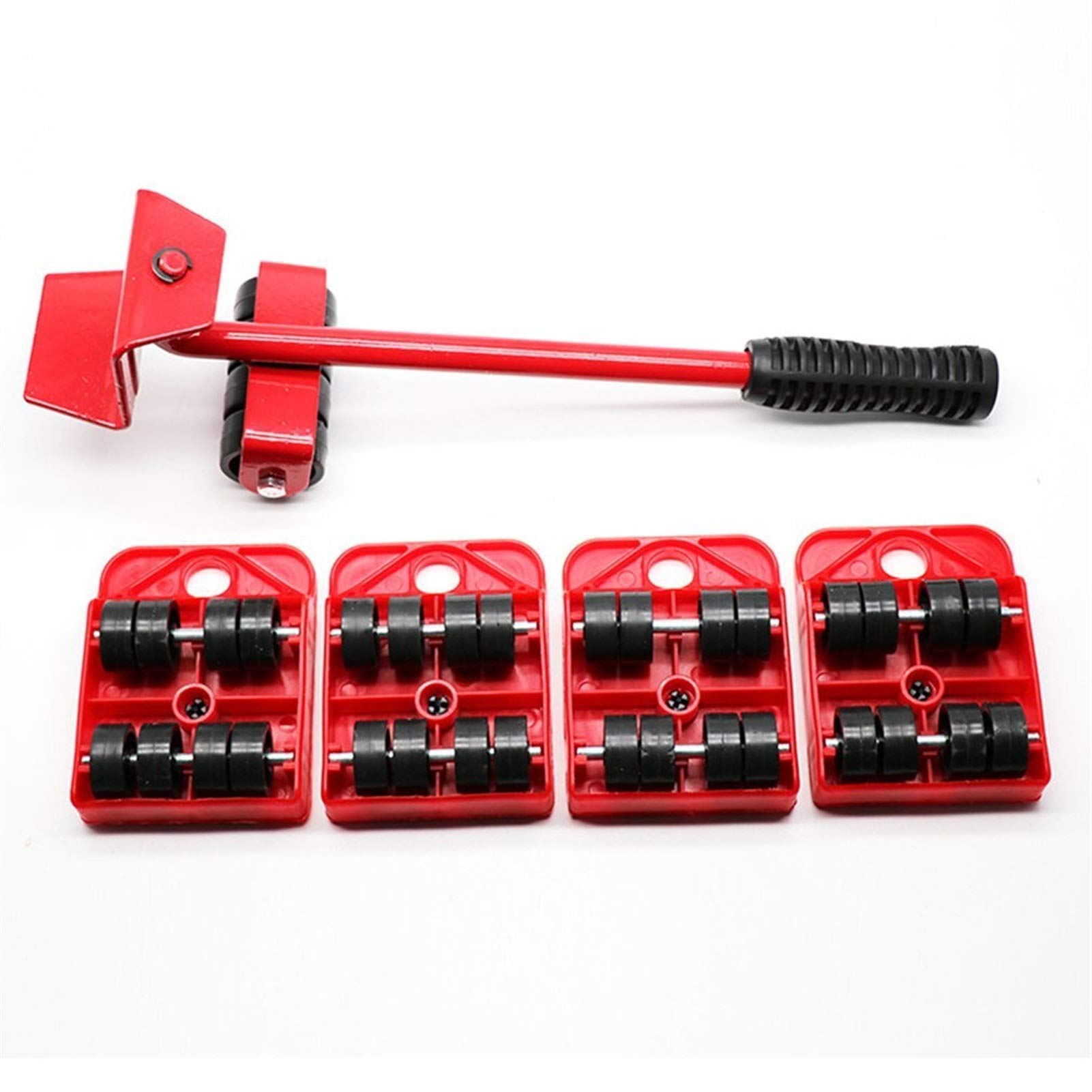 Heavy Duty Furniture Sliders 5-Pack - Easy Moving & Lifting Tool Set for Couches, Appliances, Tables - Red Non-Slip Pads for Hardwood Floors & Carpet Protection