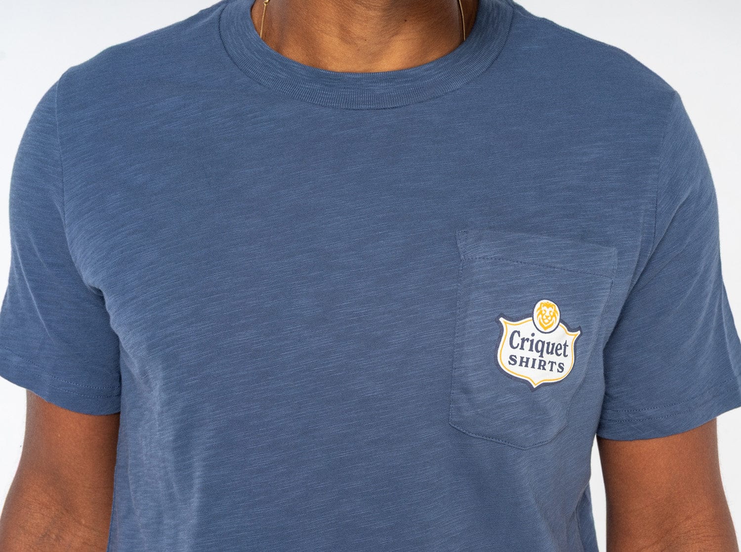 Vintage Indigo Slub Graphic T-Shirt with Lion Badge - Stylish Casual Tee for Men & Women | Perfect for Streetwear, Everyday Outfits, and Layering