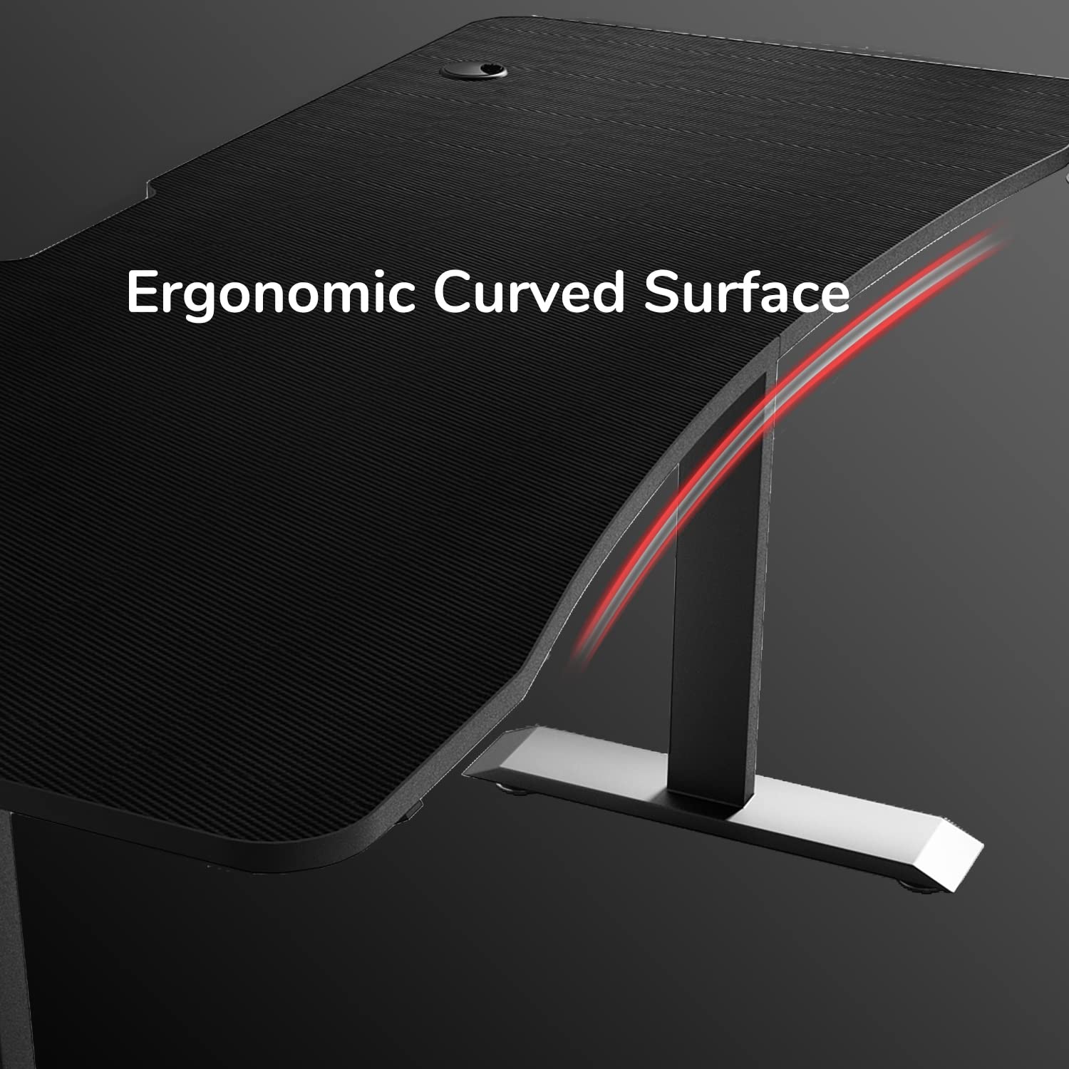Sleepmax 63 Inch Gaming Desk - Heavy Duty Computer Table with Carbon Fiber Surface & Large Mouse Pad - Black PC Gaming Desk with Cup Holder & Headphone Hook - Perfect for Esports, Streaming & Home Office Setup