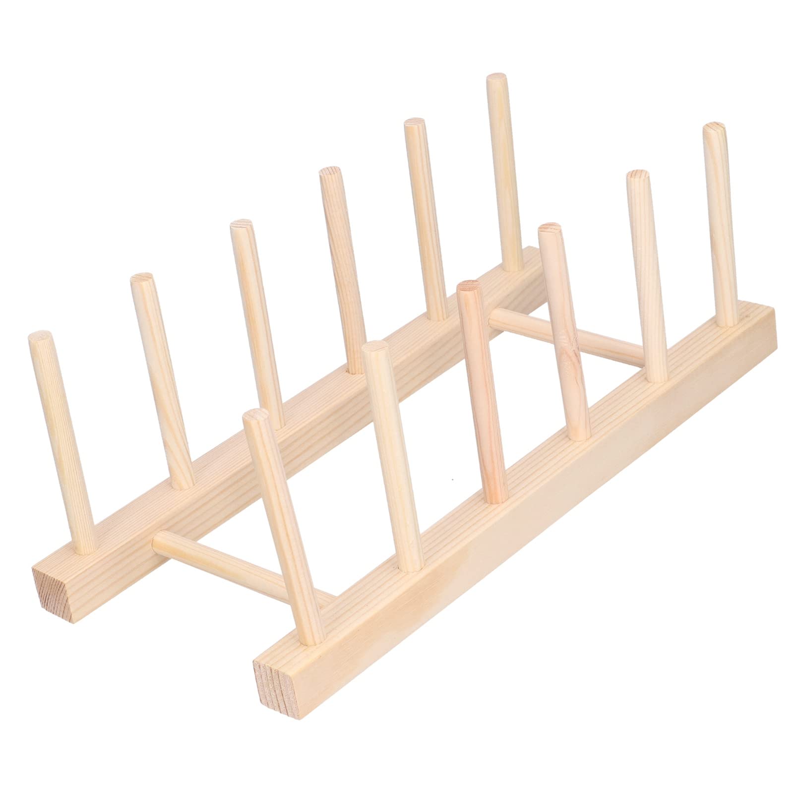Bamboo Dish Rack - Portable Plate & Pot Lid Holder, Kitchen Cabinet Organizer for Cups, Cutting Boards, Bowls | Compact Wooden Dish Drainer (28cm) - Perfect for Small Kitchens, Apartments & RVs
