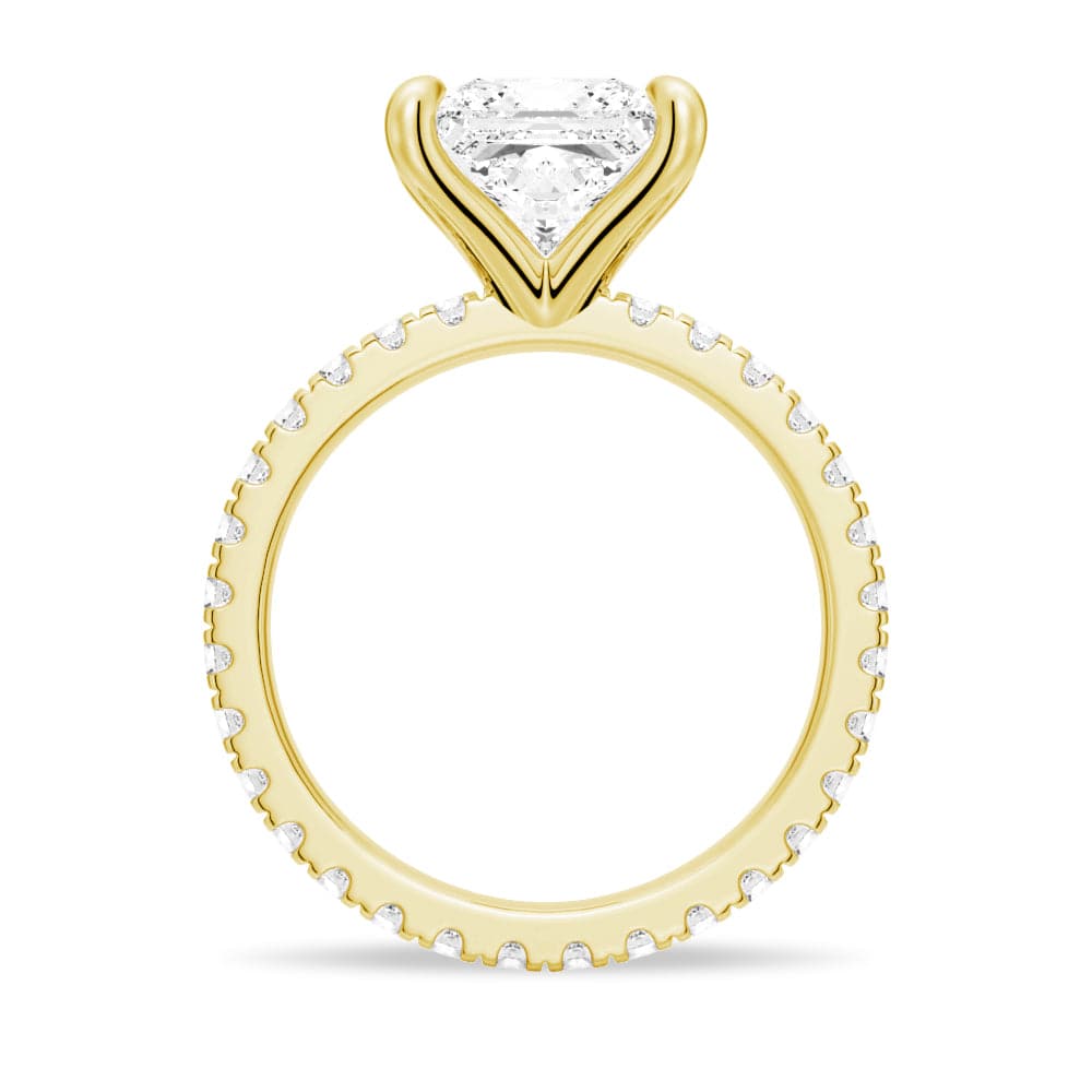 Princess Cut Moissanite Engagement Ring with Eternity Pave Band - Sparkling Wedding Jewelry for Brides, Anniversary Gifts & Romantic Proposals
