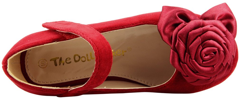 Cute Flower Bow Top Mary Jane Suede Flats for Girls - Comfortable & Stylish Toddler Shoes for Dress Up, Parties & Everyday Wear