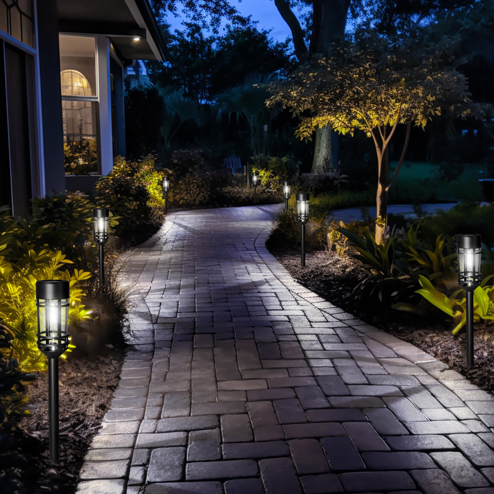 GIGALUMI 10 Pack Solar Pathway Lights - Outdoor Waterproof Solar Powered Walkway Lights for Driveway, Yard, Patio & Lawn Decor (Cold White) - Perfect for Garden Lighting, Landscape Illumination & Nighttime Safety