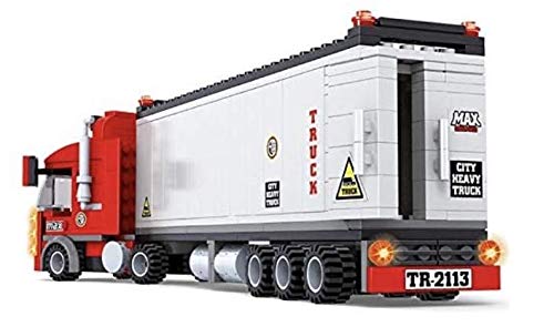 General Jim's Big Red Semi-Truck Building Blocks Set - 1200+ Pieces, Compatible with Lego & Major Brick Brands | STEM Educational Toy for Kids, DIY Construction Vehicle Model for Creative Play & Display