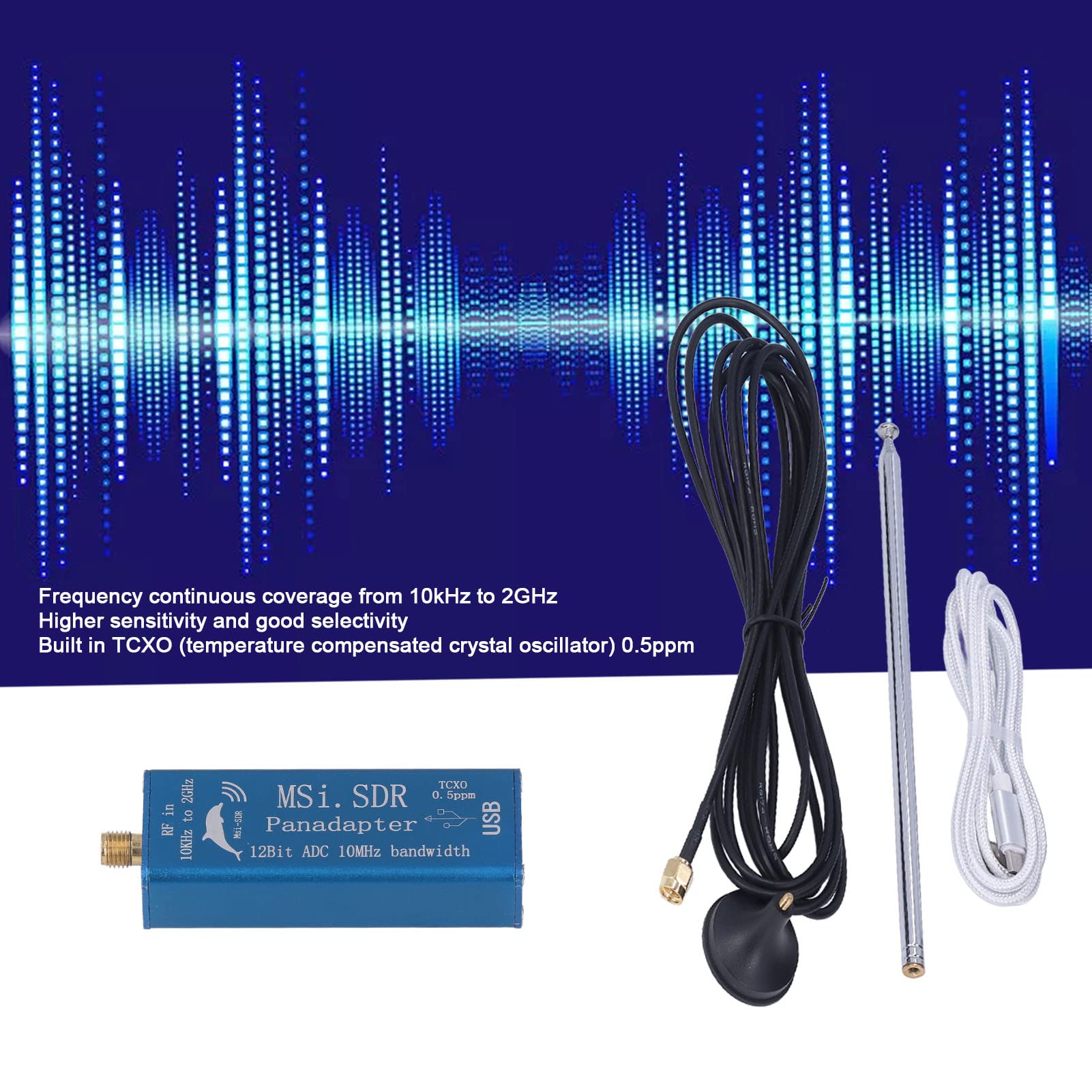 High Performance Software Defined Radio (SDR) Receiver Kit - Aluminum Alloy Case with Built-in TCXO & Antenna for Low Noise Operation | Perfect for Ham Radio, Signal Analysis, and Wireless Communication Experiments