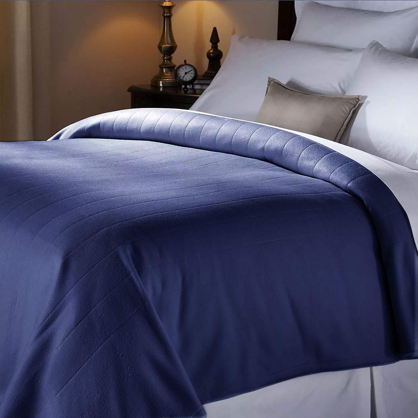 Sunbeam Quilted Fleece Electric Heated Blanket - King Size, Newport Blue - Perfect for Winter Nights, Bedroom Comfort & Cozy Home Use