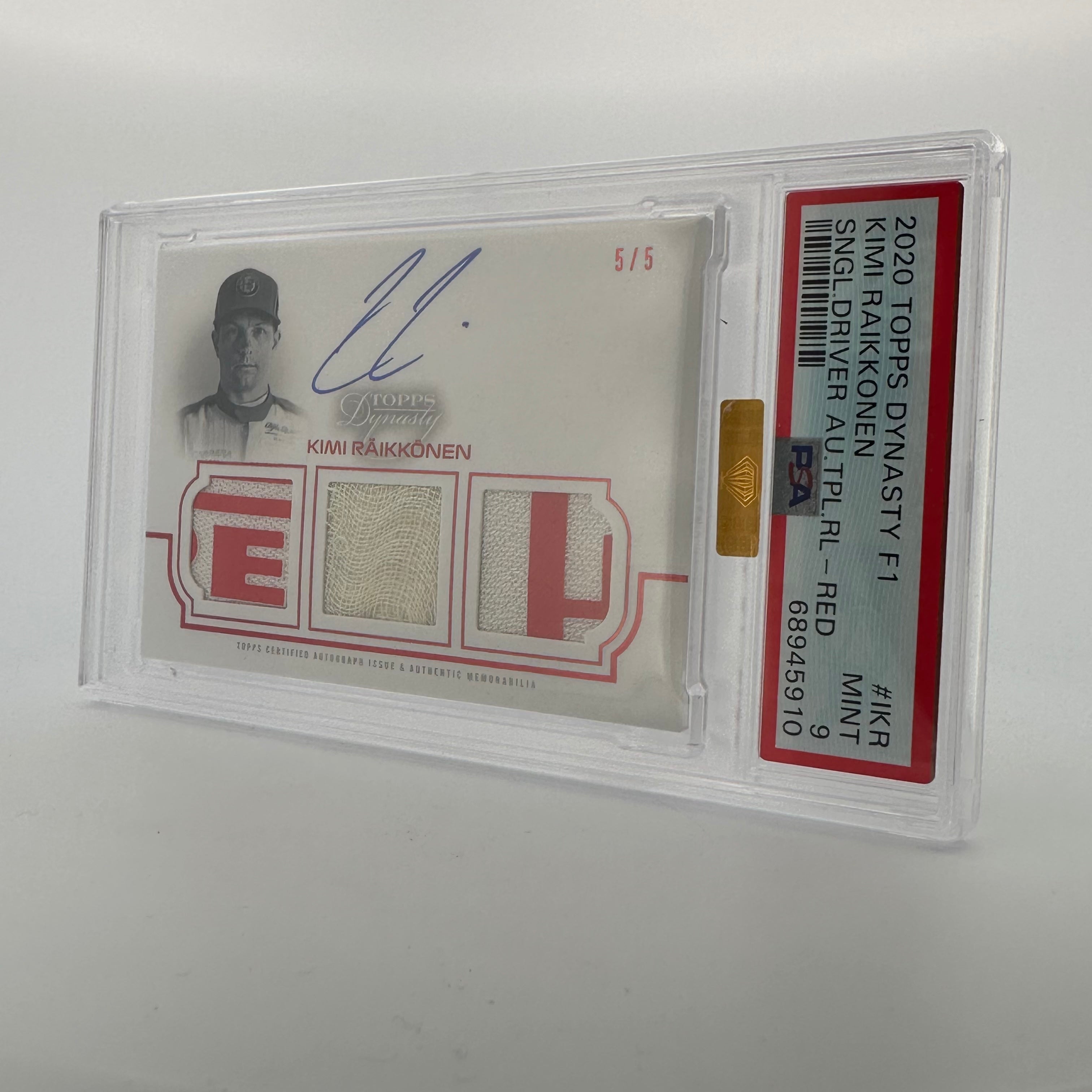 2020 Dynasty Kimi Raikkonen #TRA IKR Triple Relic Autograph PSA 9 5/5 Red - Perfect for F1 Collectors, Sports Memorabilia Displays & Racing Enthusiast Gifts