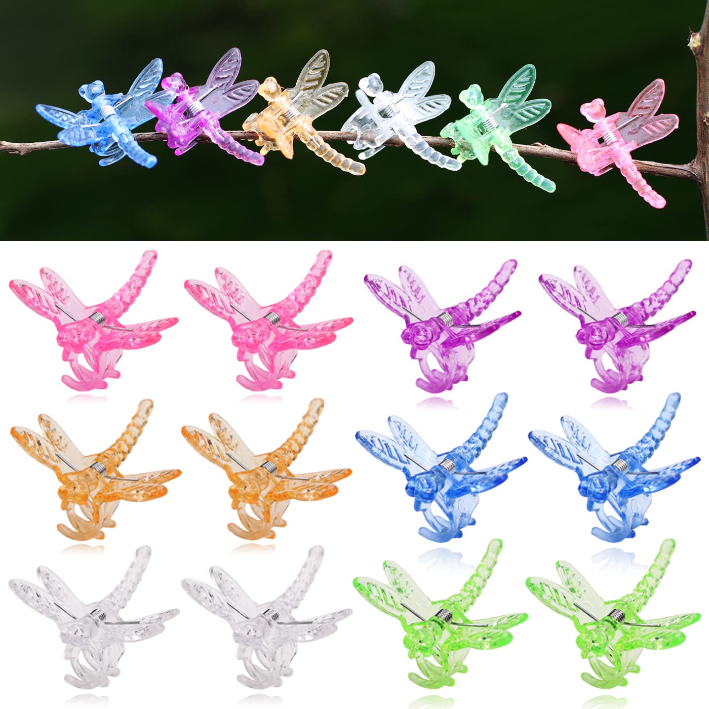30PCS Plastic Orchid Plant Support Clips - Dragonfly Garden Flower Vine Clamps for Home Decor, Indoor & Outdoor Plant Care (Mixed Colors) | Perfect for Orchids, Vines, and Climbing Plants
