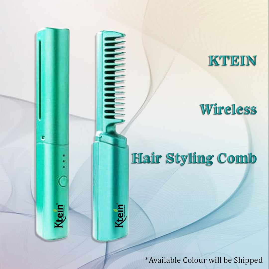 KTEIN Wireless Hair Styling Comb Magic - Electric Mini Straightener & Curler for Travel | Portable Styling Tool with 1 Year Warranty | Perfect for Home, Salon & On-the-Go Use