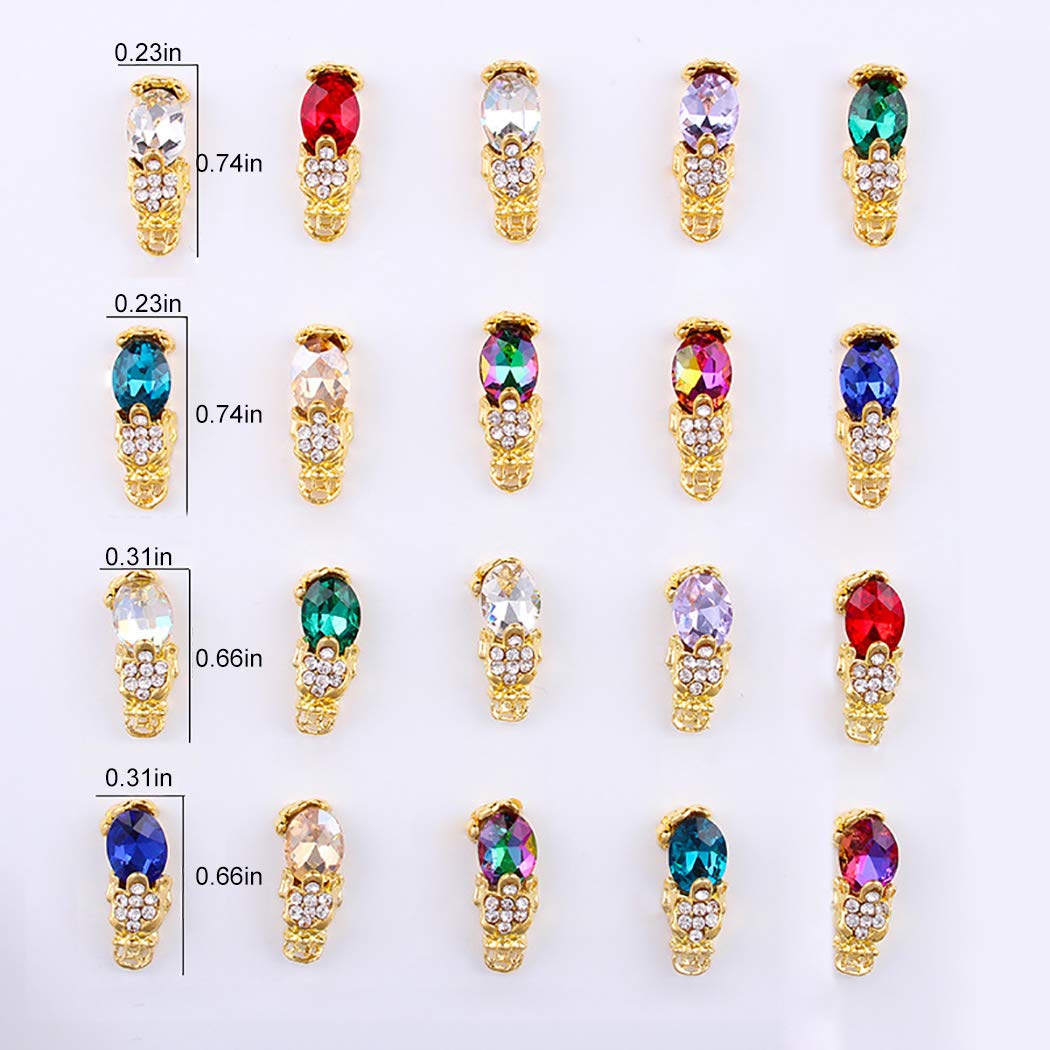 SOWUNO 20PCS Nail Charms Rhinestones for Nail Art - DIY Nail Decorations, Spring Festival Nail Accessories - Perfect for Manicures, Nail Salons & Home Nail Art Kits
