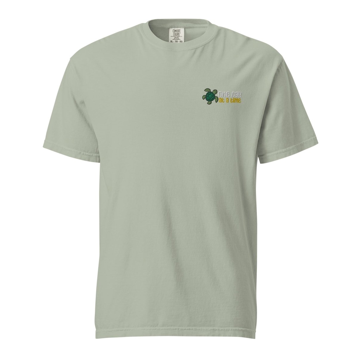 One Day at a Time Turtle Graphic Heavyweight Cotton T-Shirt for Men - Comfortable Casual Wear for Everyday Outfits and Relaxation