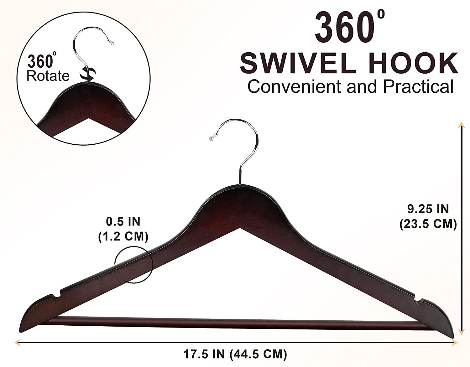 Utopia Home Premium Wooden Hangers 30 Pack - Durable Slim Coat & Suit Hangers with 360° Rotatable Hook & Shoulder Grooves (Brown) - Perfect for Closet Organization, Wardrobe Storage & Garment Protection