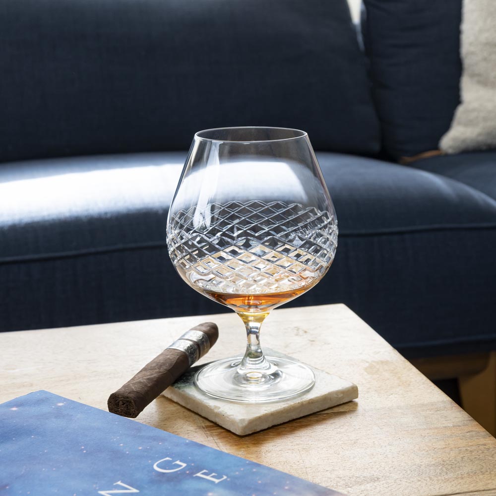 Premium 22.5oz Diamond Brandy Snifter Glasses Set of 4 - Elegant Crystal Whiskey, Cognac & Scotch Drinking Glasses for Gifts, Parties & Home Bar Decor