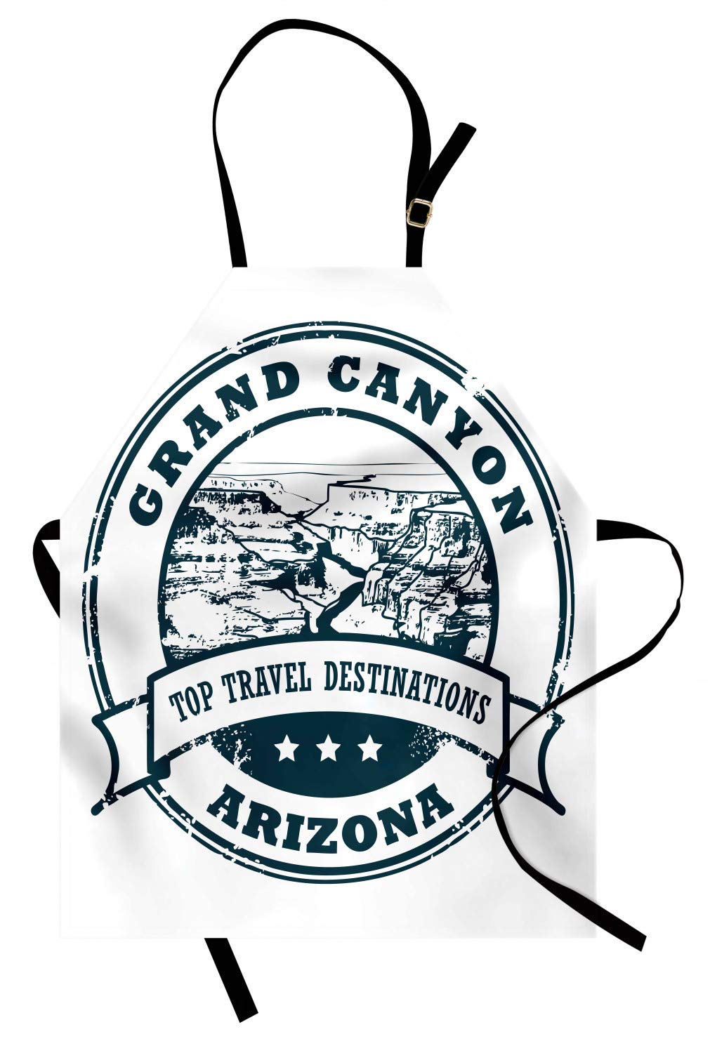 Lunarable Grand Canyon Apron - Unisex Kitchen Bib with Adjustable Neck for Cooking, Baking, BBQ & Gardening - Aerial Landscape Scene of Top Arizona Travel Destination - Adult Size in Dark Petrol Blue & White - Perfect for Home Chefs, Outdoor Grilling & DIY Enthusiasts