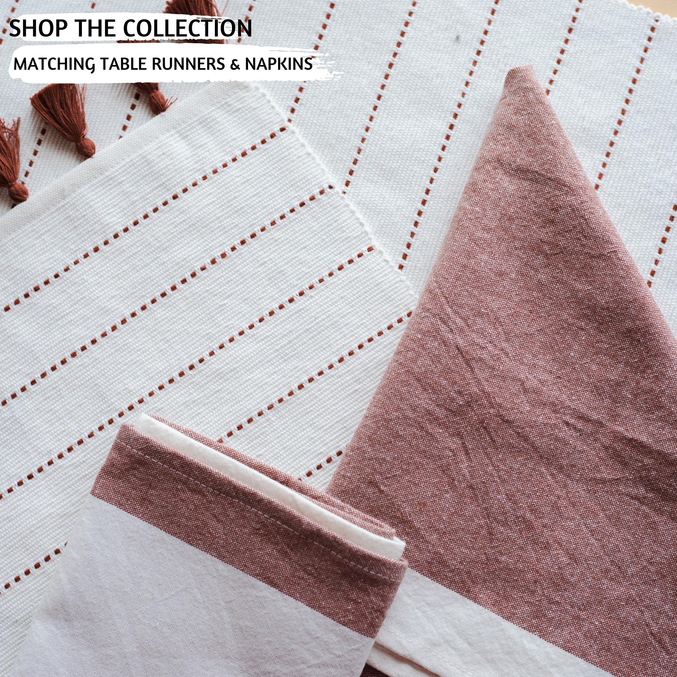 Folkulture 100% Cotton Woven Placemats Set of 4 - 14x19 Inch Farmhouse Table Mats with Tassels for Dining Table Decor, Kitchen, and Bohemian Home Decor in Terracotta - Perfect for Rustic Dinner Parties, Holiday Gatherings, and Everyday Use