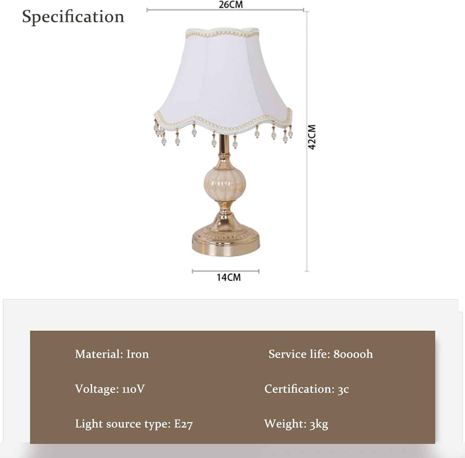 Classic Tiffany European Style Table Lamp with Fabric Drum Shade & Gold Base - Elegant Bedside Desk Lamp for Bedroom, Living Room, Office | Perfect for Nightstand, Study Room & Home Decor