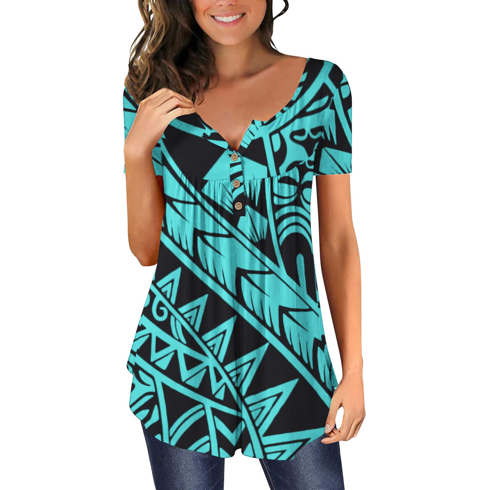 Aniywn Women's Short Sleeve Mock Turtleneck Tunic Top - Casual Crew Neck Athletic Shirt for Summer | Perfect for Workouts, Yoga & Everyday Wear
