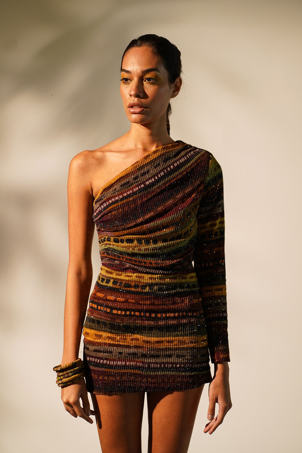 Multicolor Striped One Shoulder Short Dress for Women - Perfect for Summer Parties, Beach Vacations & Night Out